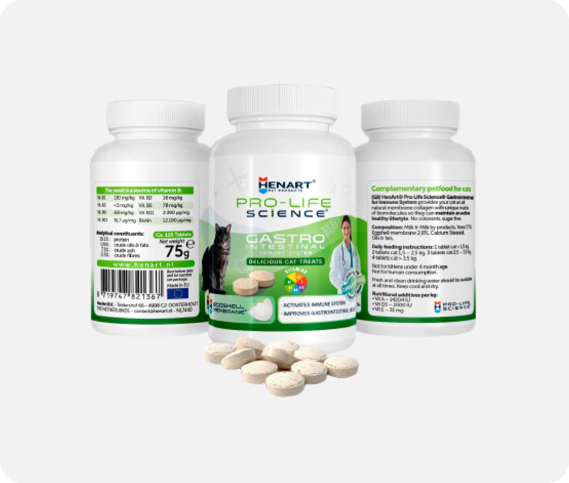 Cat food supplement for gastrointestinal health & strong immune system