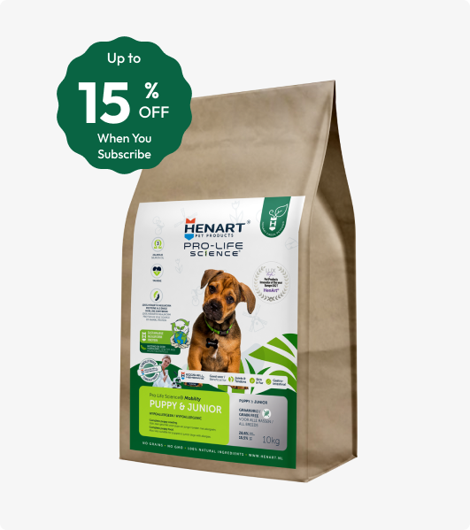 Insekten-Trockenfutter für Welpen & junge Hunde - HenArt® | Nachhaltiges Tierfutter für Hund und Katze