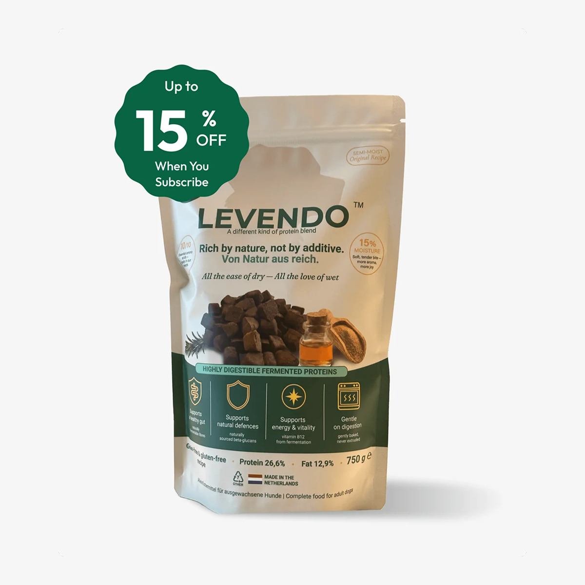 LEVENDO Halbfeucht & schonend gebacken | Alleinfuttermittel für ausgewachsene Hunde (FEDIAF)